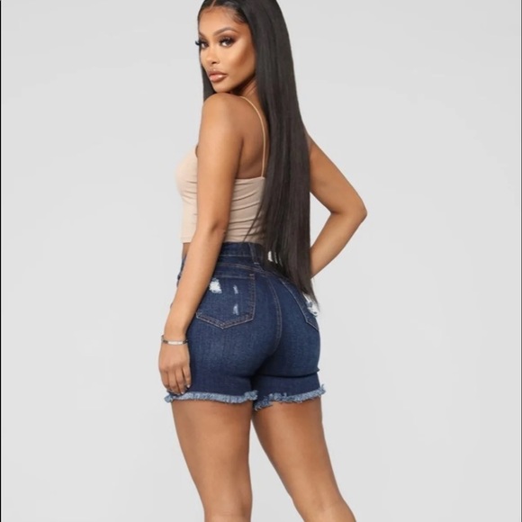 Fashion Nova Denim Dark Wash Jean Shorts - Picture 2 of 8
